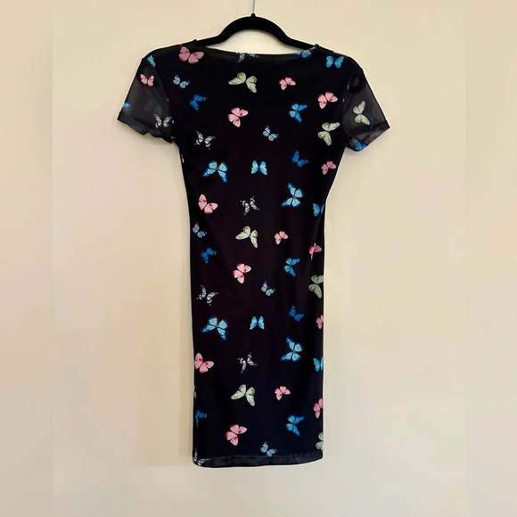 Elodie K Butterfly Mesh Fitted Minidress women’s XS colorful y2k dress - Picture 3 of 7